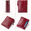 CONTACT'S Fashion Genuine Leather Women Wallet Bifold Card Holder Coin Purse Small Women's Purse Money Clip Men Pocket Wallets