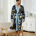 Men's lightweight quick-drying pajama bathrobe - 3D digital printing, non-fading design, stand-up collar and adjustable waistban