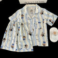 Shin-chan cartoon-patterned pajama set, a short-sleeved top and matching shorts, comfortable summer homewear