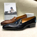 Men's Genuine Leather Penny Loafers Handmade Tassel Slip-On Dress Shoes for Wedding Banquet Casual Business Footwear