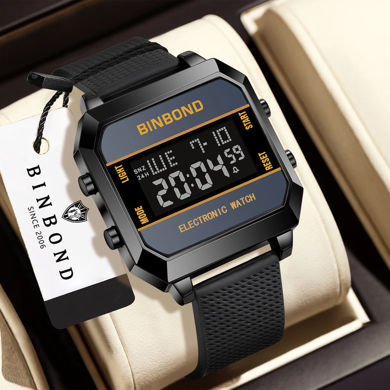 BINBOND Electronic Watch For Men Sports Wristwatch With Electronic Movement LED High-definition Waterproof Luminous Reloj