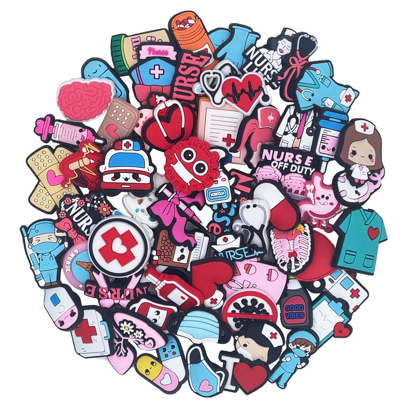 Random 10-50Pcs Doctor Series Shoe Charms For Shoe Key Chain Sandals Beach Bags, DIY Shoe Decorations Accessories Shoes Pins