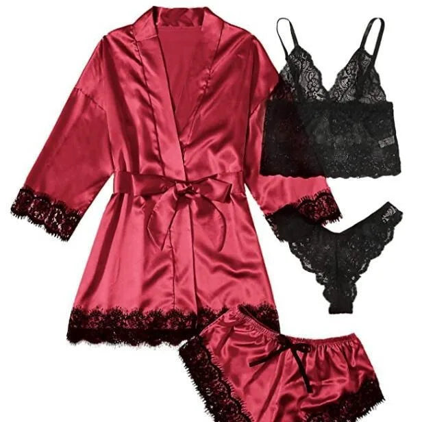 European and American Sexy Women's Pajamas Four-piece | SAMAG