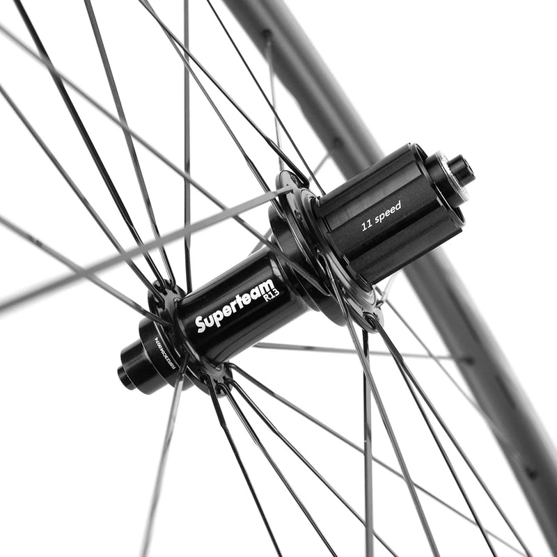 SUPERTEAM 50mm Clincher Tubeless Carbon Wheelset Road Bicycle Wheel 700C UCI Approved Carbon Rim