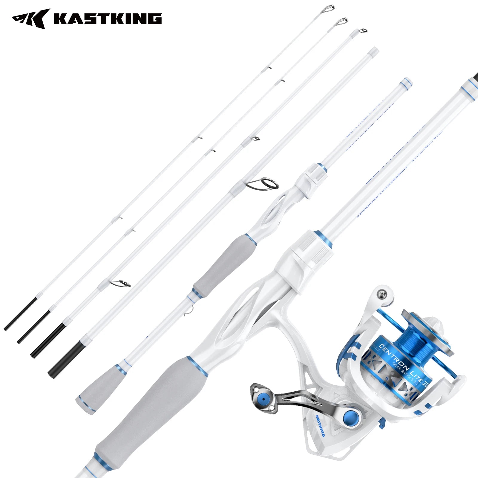 KastKing Centron Lite Travel Spinning Combo Fishing Rod Reel Packable Spinning Combos Lightweight IM6 Graphite Multi-Piece Kit