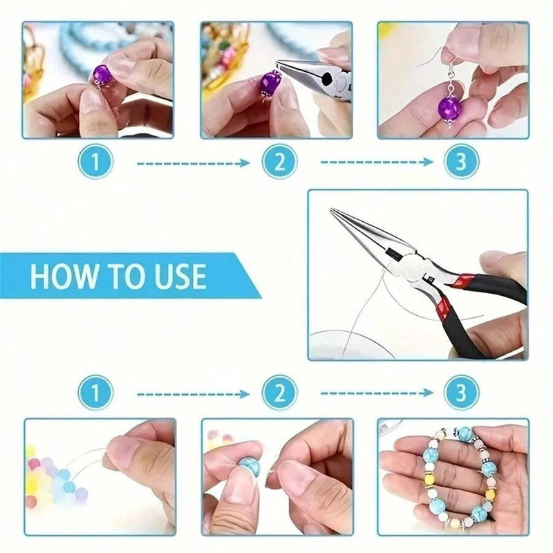 1set/1box Deluxe Jewelry Making Starter Kit，Comprehensive Earrings, Necklace Findings, DIY Plier Tools Set for Jewelry Repair