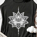 Women's sleeveless shirt, featuring a lotus pattern design and diagonal stripes on the back, is a casual style for summer