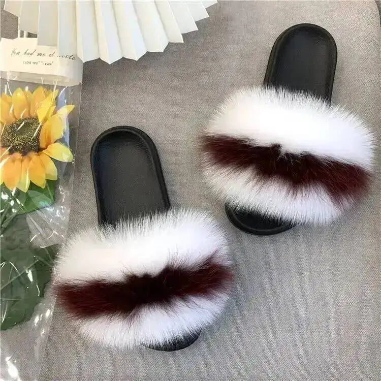 Women Real Raccoon Fur Slides Fluffy Luxury Furry Open Toe Slippers Indoor Outdoor Summer Sandals Non Slip Soft Comfy Sole Cozy