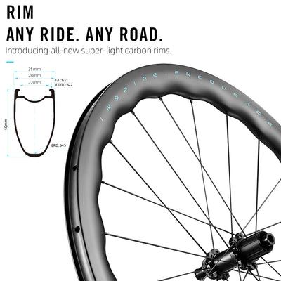 RYET RR 700C 50mm UD Carbon Road Wheelset 24H 36T Ratchet | SAMAG