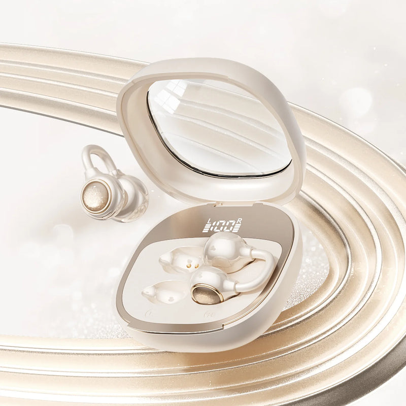 Open-Ear Bluetooth V6.0 Headphones, 35H Battery LED Display Audífonos, ENC Noise Reduction Earphones for Sports & Work