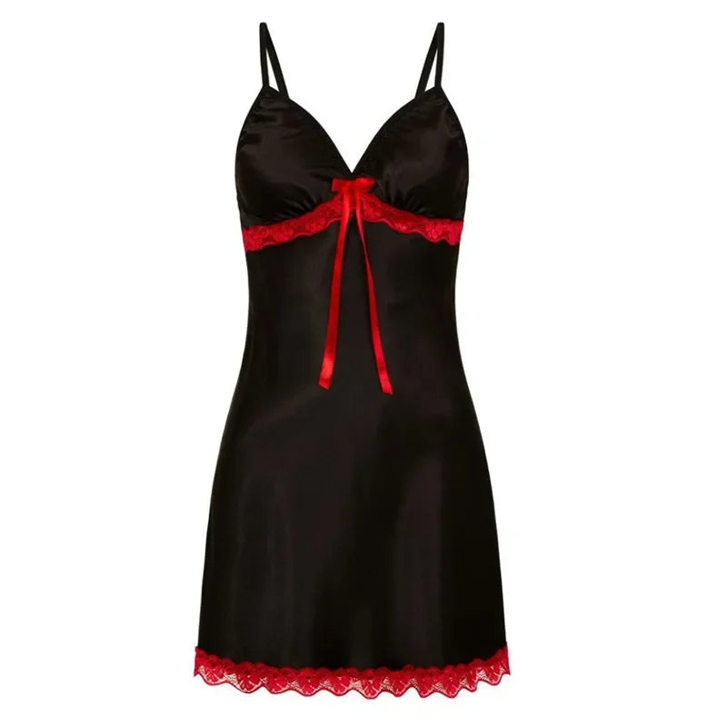 Lace Silk Satin Sleepwear Women Sexy Lingerie Night Dress | SAMAG