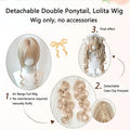 Blonde Pigtail Wig Long Curly Sweet Lolita Wigs with Bangs Heat Resistant Synthetic Hair For Women Halloween Cosplay Party Daily