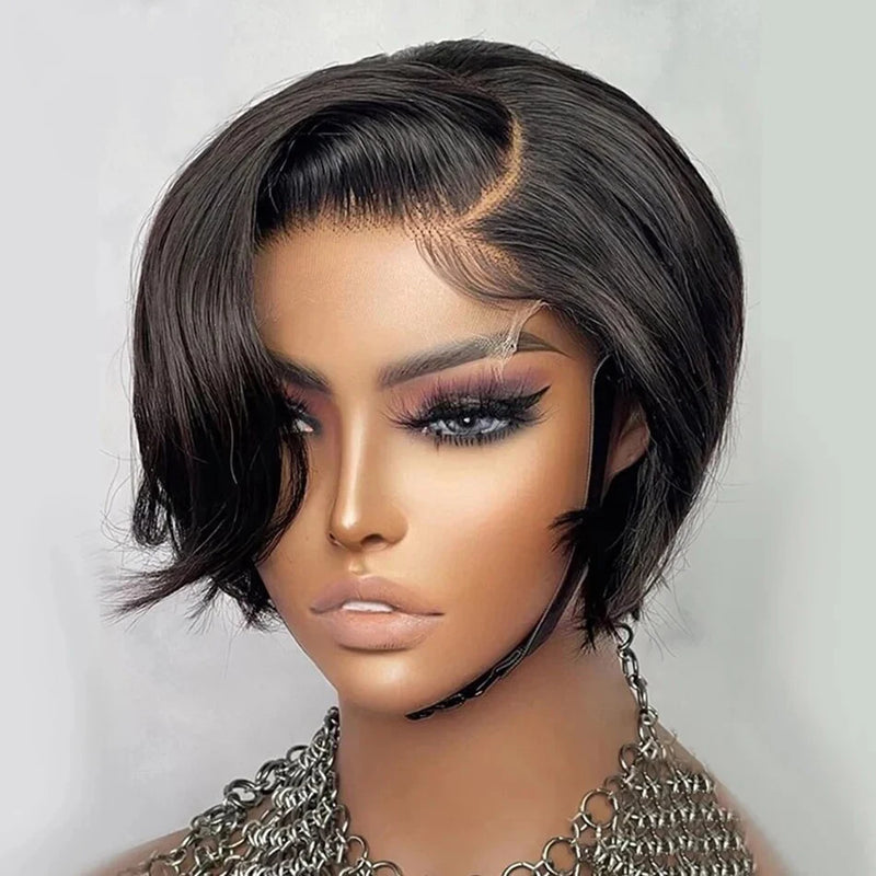 Side Part Wig Human Hair 13x1 Lace Frontal Wigs Pixie Cut Short Bob Human Hair Wigs For Women 13x4 Lace Front Human Hair Wig