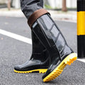 Men's Waterproof Rain Boots Knee High Anti-Slip Warm Fleece Lined Rubber Water Shoes Durable Fishing Garden Boots