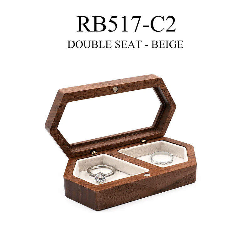 Ring Box Jewelry Storage Engagement Wedding Ceremony Ring Customize Proposal Ring Rustic Wedding Gift for Girl Walnut Wood