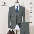 ST Cassy High Quality Khaki Plaid Suit Formal Business Office Men's Suits Fashionable and Casual Evening Gown