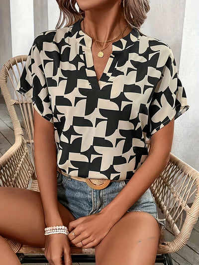 Elegant Summer Women's Print Shirt Casual Office Lady | SAMAG