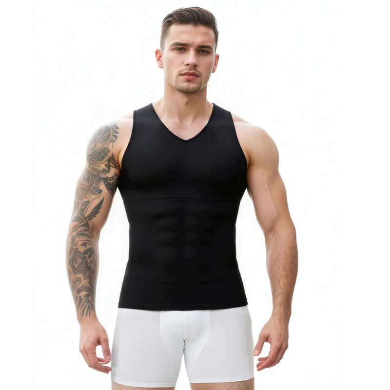 Men's V Neck Shapewear Compression Sleeveless Vest Breathable Slim Fit Undershirt for Running Fitness Daily Casual Summer Wear
