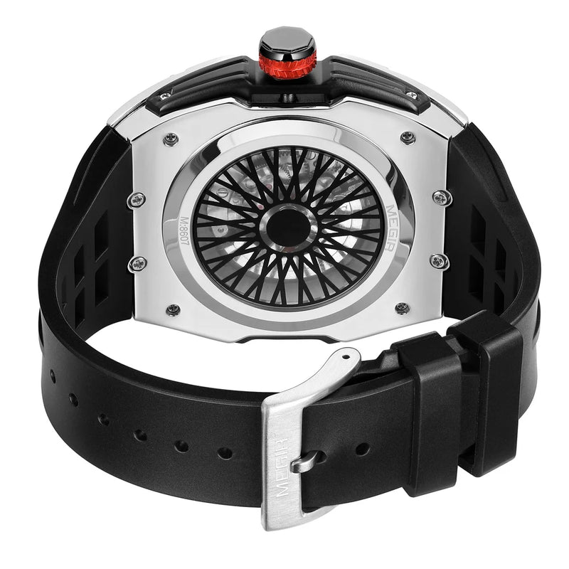 MEGIR Luxury Skeleton Automatic Mechanical Men Watch Original Waterproof Luminous Wristwatch Male Mechanical Clock Reloj
