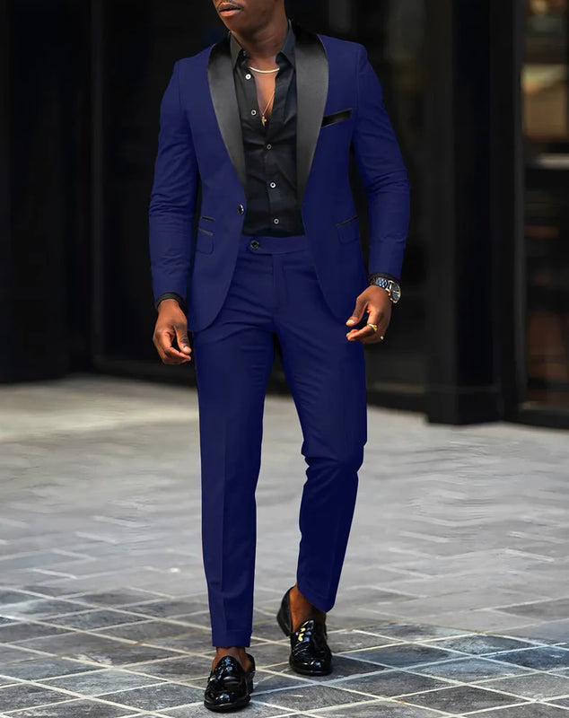 2 - Piece Men's Suit Suitable For Wedding Business Single Button Jackets And Pants Sets, Slim Fit - View 6 | SAMAG
