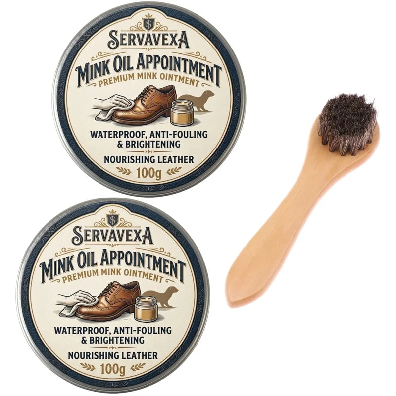 Premium Mink Oil Leather Conditioner & Waterproof Shoe Polish Kit with Brush | Deep Nourishing Care for Boots and Bags