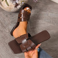 Hot Sale Summer Daily Beach Travel Vacation Walking Shoes Fashion New Soft Lightweight Square Toe Women's Casual Flat Slippers