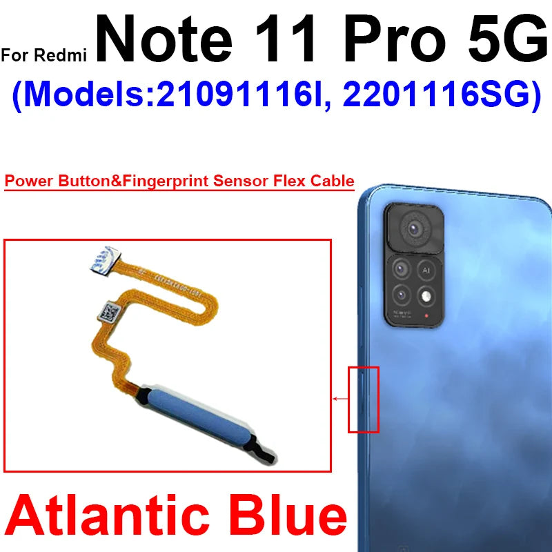 Fingerprint Sensor Flex Cable For Xiaomi Redmi Note 11 11 Pro 11Pro Plus 4G 5G Fingerprint Sensor Power Button Flex Ribbon Parts