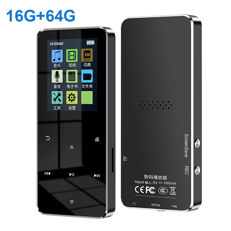 New 1.8 Inch Metal Touch MP3 MP4 Music Player Bluetooth-compatible 5.0 Fm Radio Video Play 8/32/64GB E-book Hifi Player Walkman