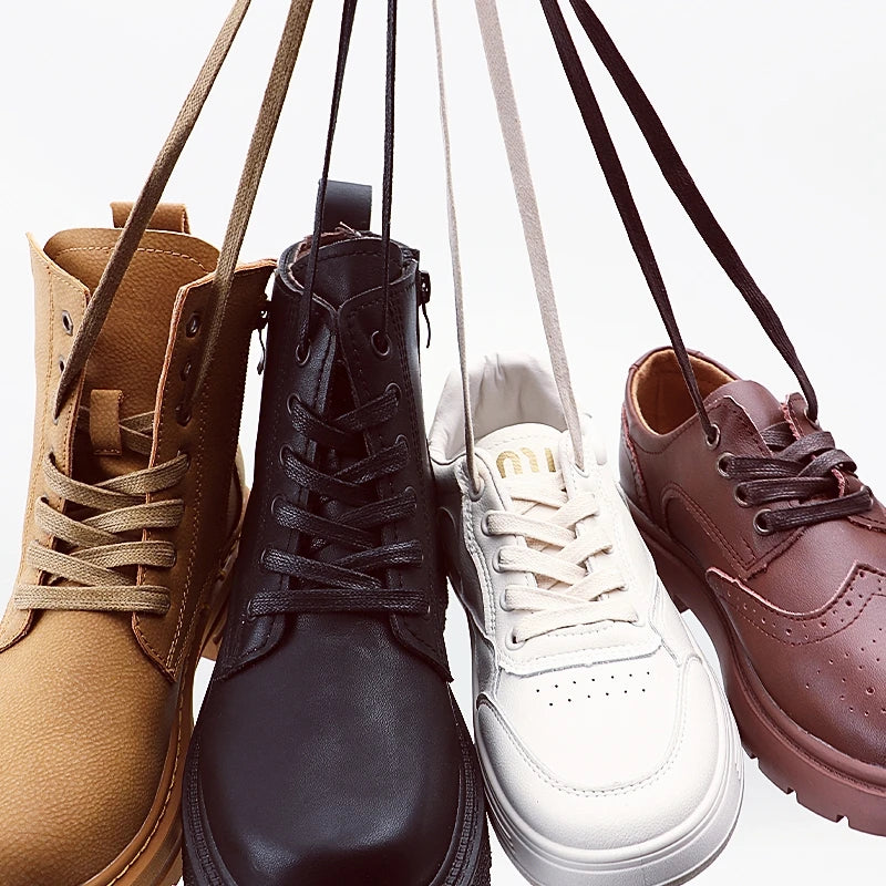 Waxed Waterproof Leather Shoelace Flat Shoelaces 6mm Width Boots Oxford Shoe Laces Shoe Accessorie 60/80/100/120/140/180cm 1Pair