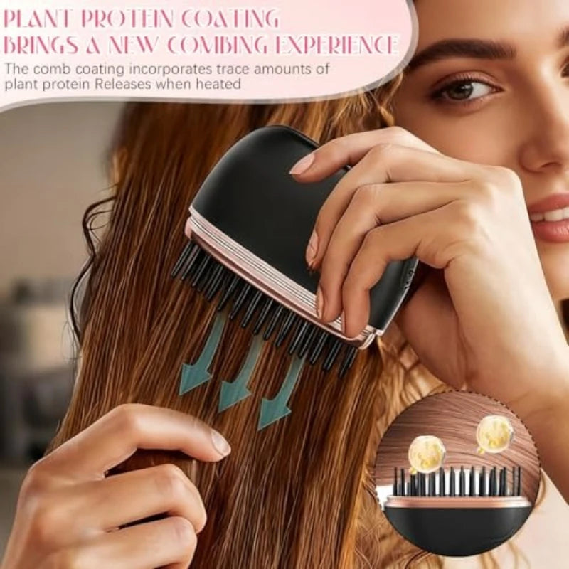 Mini Cordless Hair Straightener Brush, Rechargeable 3-Speed Temp Control, Anti-Scald Portable Travel Hair Styling Comb