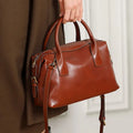 Genuine Leather Women's Bag Vintage Luxury Designer Boston Handbag Women Versatile Shoulder Bag Cowhide Female Crossbody Bags