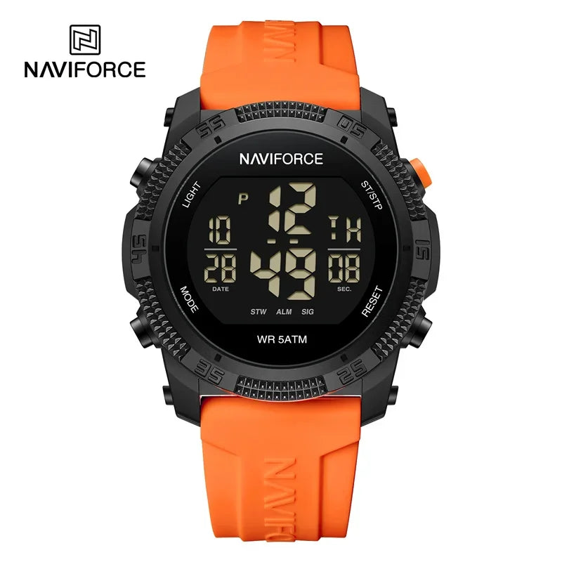 NAVIFORCE Watches For Men LCD Digital Fashion Casual Date and Week Alarm Display 3ATM Waterproof Silicone Strap Electronic Clock