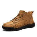 Outdoor Hiking Shoes for Men Autumn Winter Men Ankle Boots Hand Stitched Optional Plush Non-slip High Top Casual Shoes Sports