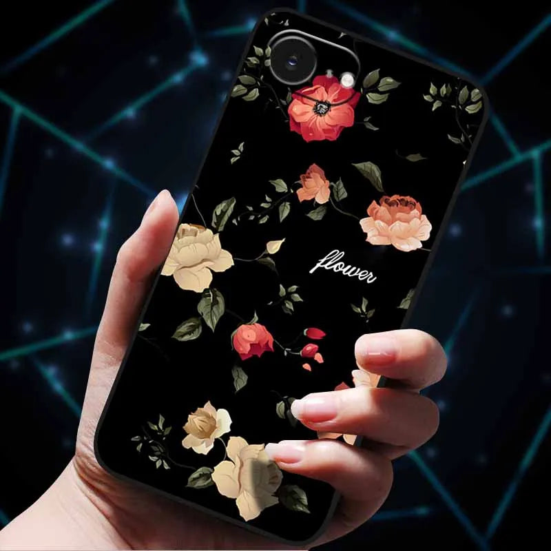 3D Flowers Emboss Fundas For iphone 16E Case iphone16 E Soft Silicone Phone Cases for iphone16 16 Back Cover Coque iphone16e Bag