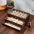 Multi-layer Wooden Jewelry Box Transparent Window Jewelry Storage Case for Ring Necklace Earring Bracelet