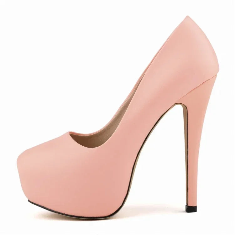 2026 Women Pumps Sexy Round Toes High Heels Fashion Super 14cm Platform Casual Thin Womens Party Red Wedding Shoes Large Size