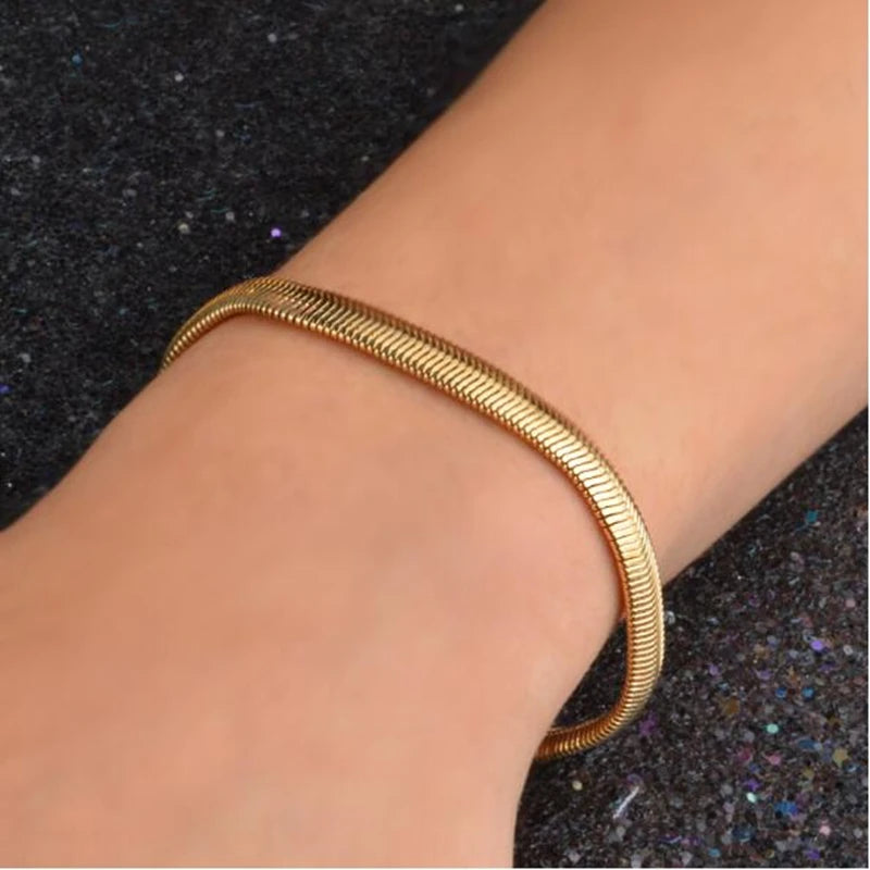 Fine 18K gold 6MM soft snake bone Chain 925 Sterling silver Bracelets for Women men Fashion Party Gifts elegant Jewelry