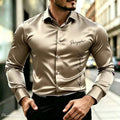 Men's Satin Silk Shirt Luxurious Letter Printed | SAMAG