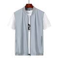 Summer New Men's Lightweight Thin Vests Trend Baseball Collar Zipper Sleeveless Casual Vest Coats Simple All-match Men Vests 6XL