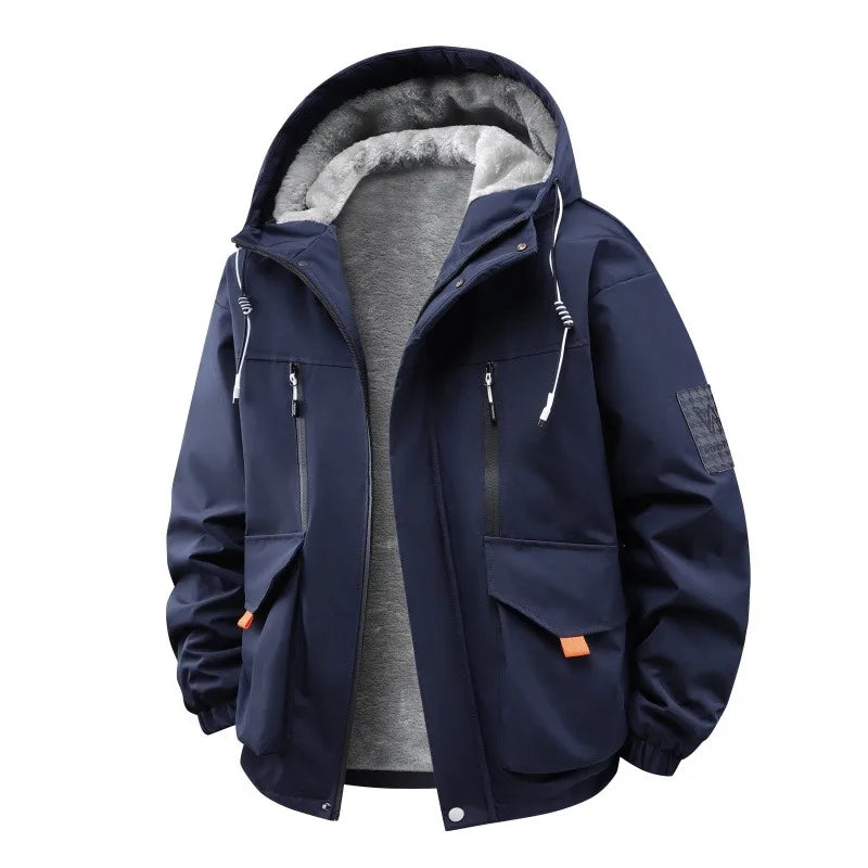 Winter Hooded Parka Coat Men Fleece Lined Windproof Quilted Coats Man Outwear Clothing Thick Warm Padded Jackets Couple Parkas