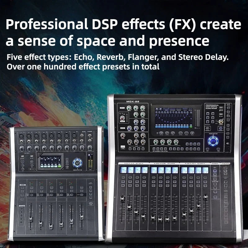 High Performance 12 Channel Digital Audio Mixer Bluetooth Sound Controller Professional DJ Console for Stage Studio Live