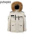 -30 Degree Down Parkas Men Windproof Hooded Thicken Multi-pocket Down Coat Casual Fashion Thick Warm Embroidered Design Parka