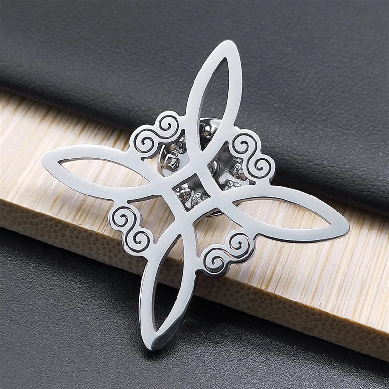 Aesthetic Celtic Knot Brooch Pin for Women Men Stainless Steel Lucky Witch Protection Badge Pins Jewelry nudo de bruja BS02