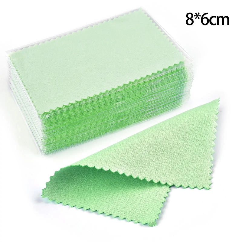 50pcs 10x6.3cm/10x6cm/8x6cm Silver Clean Polishing Cloth Soft Clean Wipe Wiping Cloth For Necklaces Rings Jewelry Clean Tools