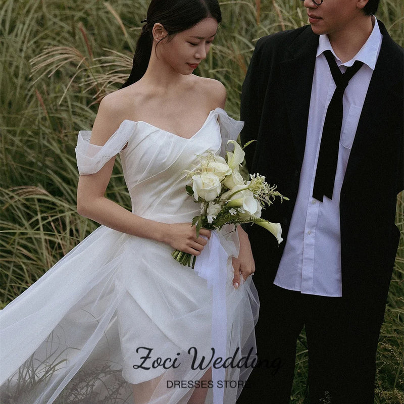 Zoci Off the Shoulder Short Wedding Dresses Korea Photo - View 2 | SAMAG