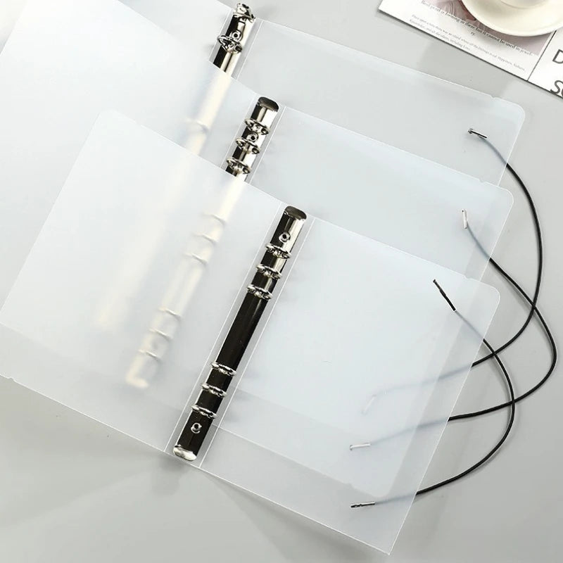 Transparent Binder, Matte Transparent Folder, Data Punching Folder, Ring Binder with Straps, for Office Document Storage