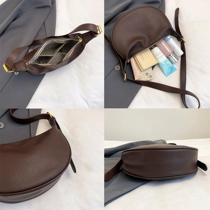 Korean Fashion Large Capacity PU Leather Tote Shoulder Bag Simple Casual Style 2026 New Hobos Bag for Women