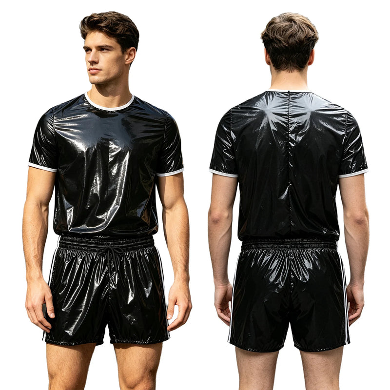 Men Waterproof Glossy Jacket Tops with Jogging Pants Hip | SAMAG
