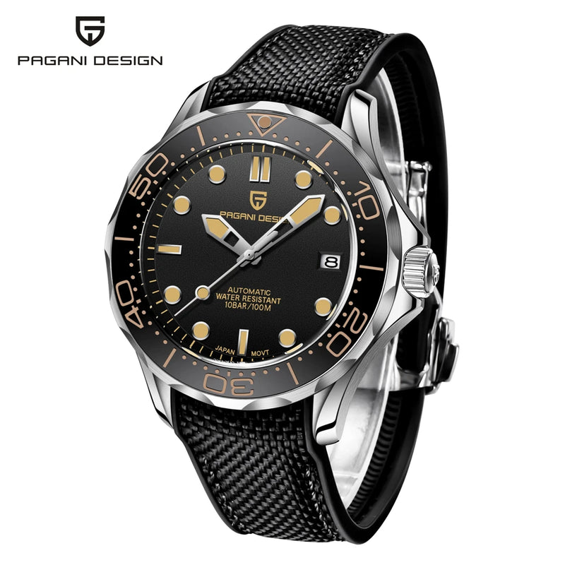 PAGANI DESIGN Luxury Automatic Watch For Men AR Sapphire crystal 100M Waterproof Diving Sport Mechanical Wristwatch Men 2026 New