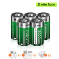 PALO 1-6PCS 1.5V D Size 15000mWh Lithium Rechargeable Battery D Type USB Li-ion Batteries LR20 Battery with Type C USB Cable